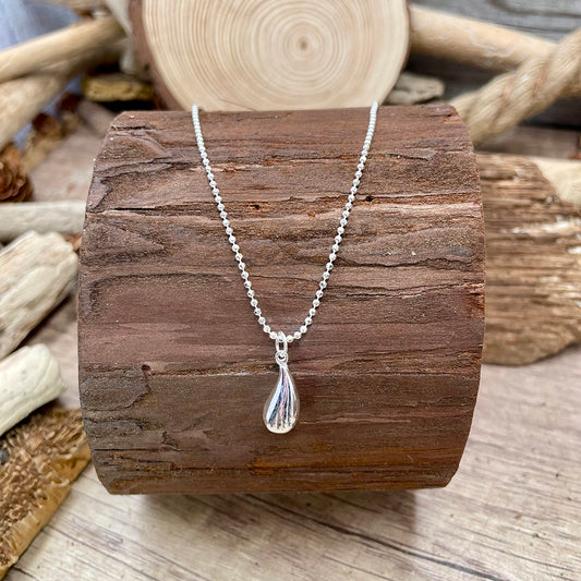 Collier femme HEAVY DROP en argent 925 – chaîne boules facettées et grande goutte avec anneau