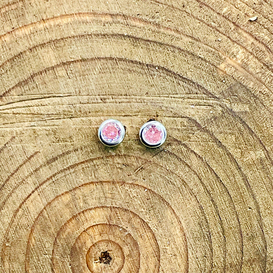 PINKYLICIOUS – Clous d’oreilles femme argent 925 zircons façon topaze rose serti clos