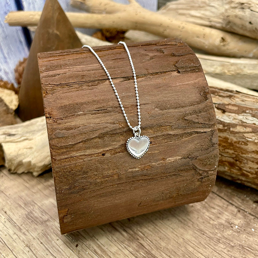 Collier femme DREAM ON HONEY – pendentif cœur bombé perlé en argent 925, chaîne boules facettées scintillantes