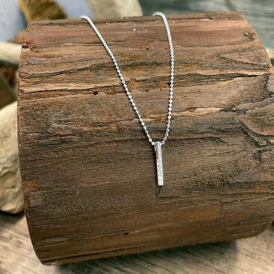 ETERNAL GEM NECKLACE FORÇAT CHAIN ​​PENDANT VERTICAL BAR ZIRCONIA IN 925 SILVER