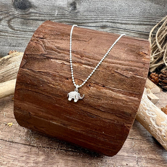 Collier femme NEVER FORGET, DARLING – pendentif éléphant pavé de zircons façon diamant & chaîne boules facettées scintillantes en argent 925