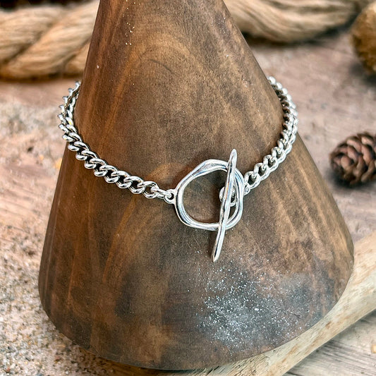 BRACELET femme argent 925 MELT ME SOFTLY – chaîne gourmette et fermoir toggle effet fondu