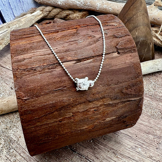 WHITE FLOWER NECKLACE CHAIN ​​DIAMOND BALLS WHITE ENAMEL FLOWER PENDANT IN 925 SILVER