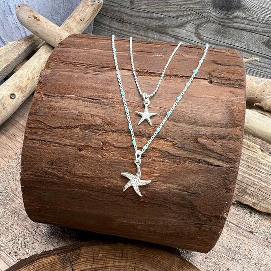 GUIDING LIGHT KYANITE PEARL NECKLACE AND 925 SILVER NORTH STAR PENDANT