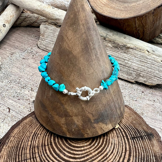 MOON SHINNERS BEADED CHAIN ​​BRACELET WITH MOONSTONE CABOCHON AND 925 SILVER