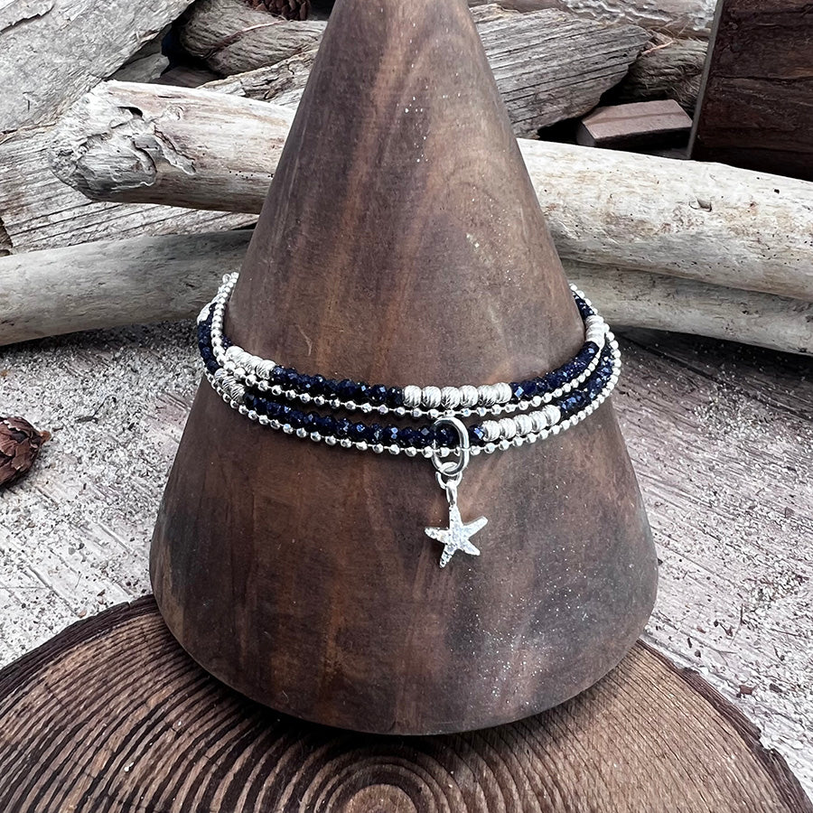 TUCSON MULTI-ROW BRACELET IN TURQUOISE BEADS AND 925 SILVER SUN PENDANT