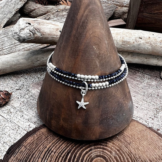 TUCSON MULTI-ROW BRACELET IN TURQUOISE BEADS AND 925 SILVER SUN PENDANT