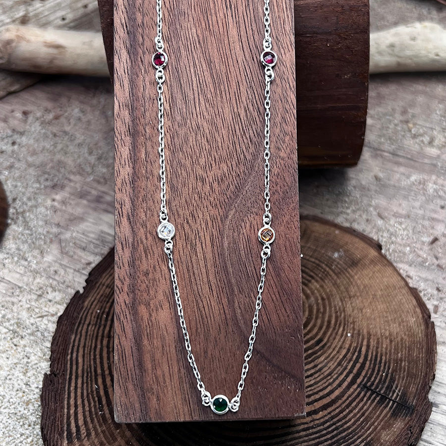 Collier femme RAINBOW MOOD – zircons façon diamant, rubis, émeraude, citrine et argent 925