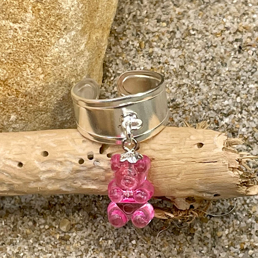 PINK CRITTER BAGUE ENFANT RÈGLABLE ET PENDENTIF OURSON EN ARGENT 925