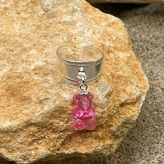 PINK CRITTER BAGUE ENFANT RÈGLABLE ET PENDENTIF OURSON EN ARGENT 925