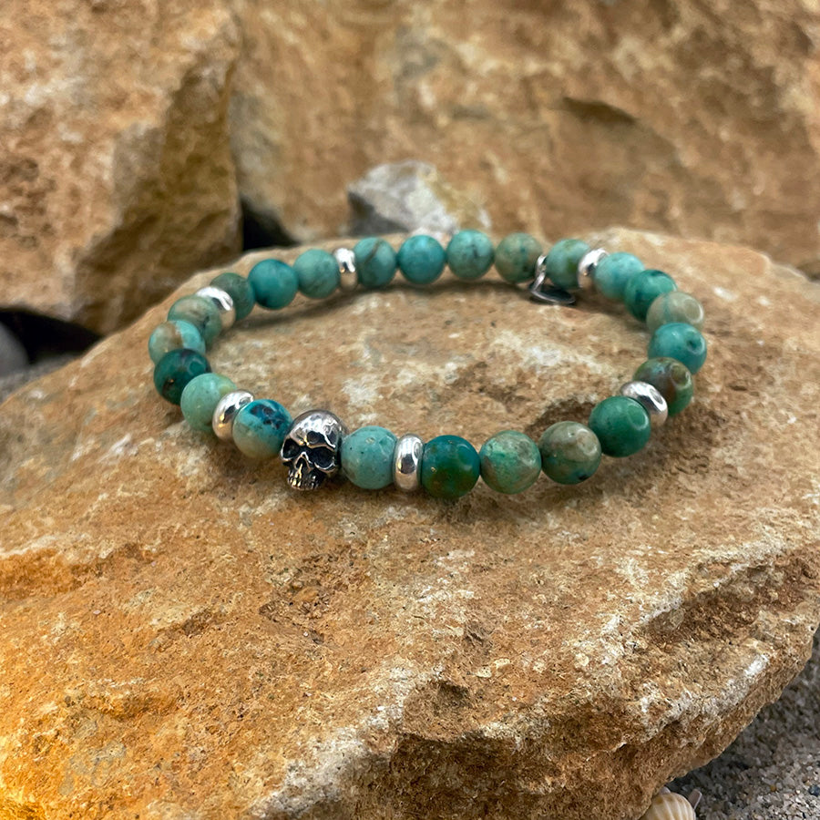 RAINFOREST BRACELET HOMME PERLES DE TURQUOISES DU PÉROU EN ARGENT 925