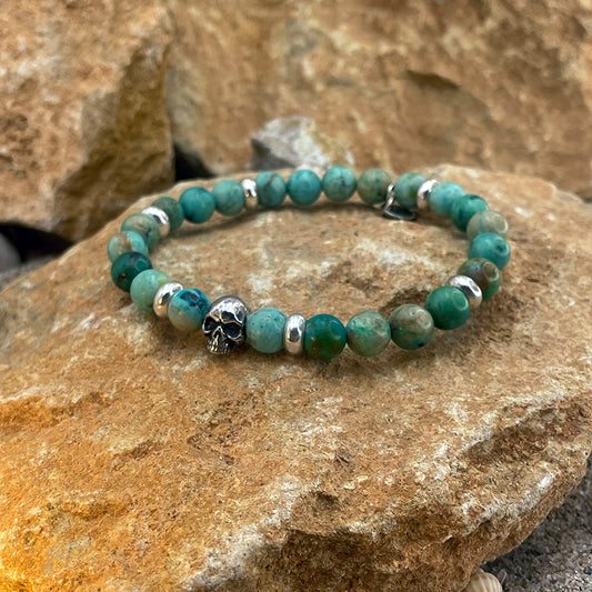 RAINFOREST BRACELET HOMME PERLES DE TURQUOISES DU PÉROU EN ARGENT 925