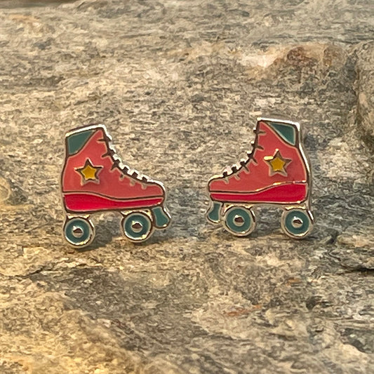 ROLLER COASTER BOUCLES D'OREILLES ENFANT ROLLER BLADE EN ÉMAIL ET ARGENT 925