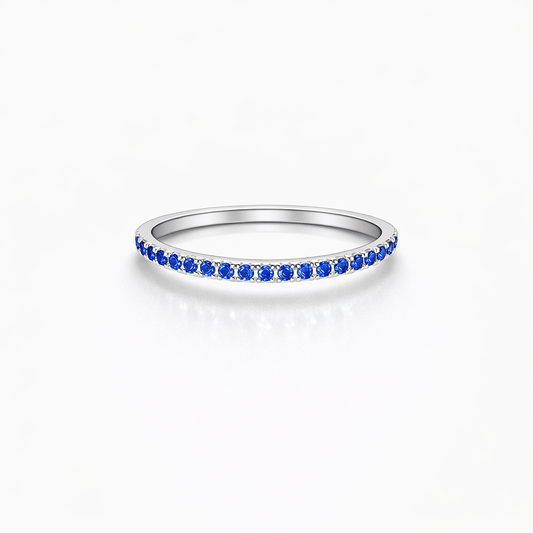 Bague alliance fine zircons bleus pavés femme argent 925 BLUE IS NEVER ENOUGH – bijoux fait main en argent 925 | Pitch & Néo