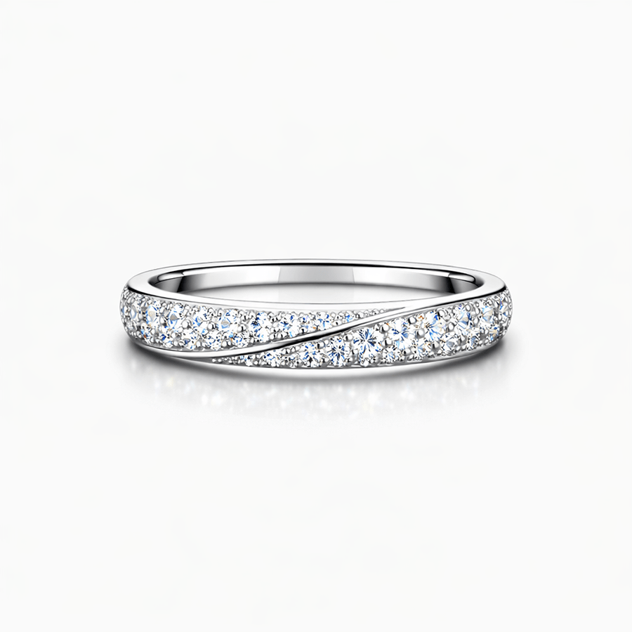 Bague anneau large double pavage zircons femme argent 925 GLITTER TRAP – bijoux fait main en argent 925 | Pitch & Néo
