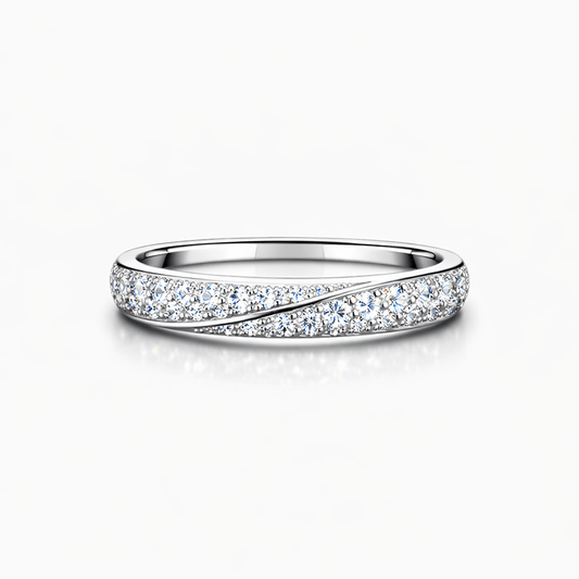Bague anneau large double pavage zircons femme argent 925 GLITTER TRAP – bijoux fait main en argent 925 | Pitch & Néo