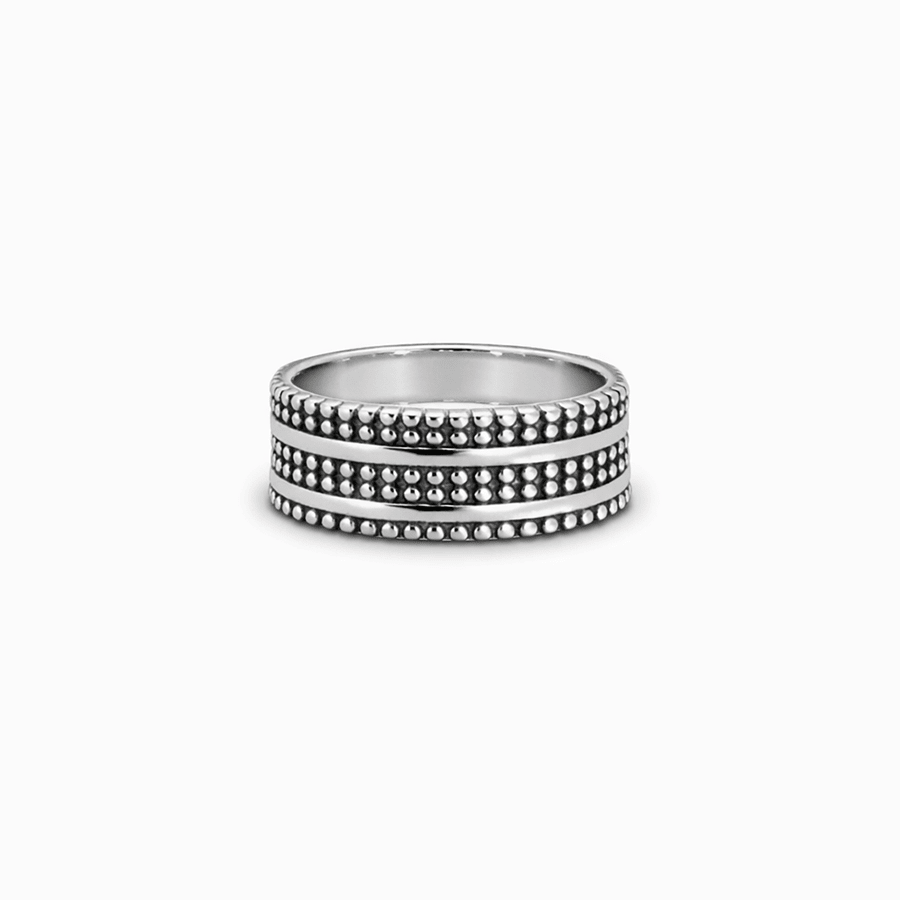 Bague anneau large femme argent 925 OWN ME, GLITTER BRAT – motif perlé – bijoux fait main en argent 925 | Pitch & Néo