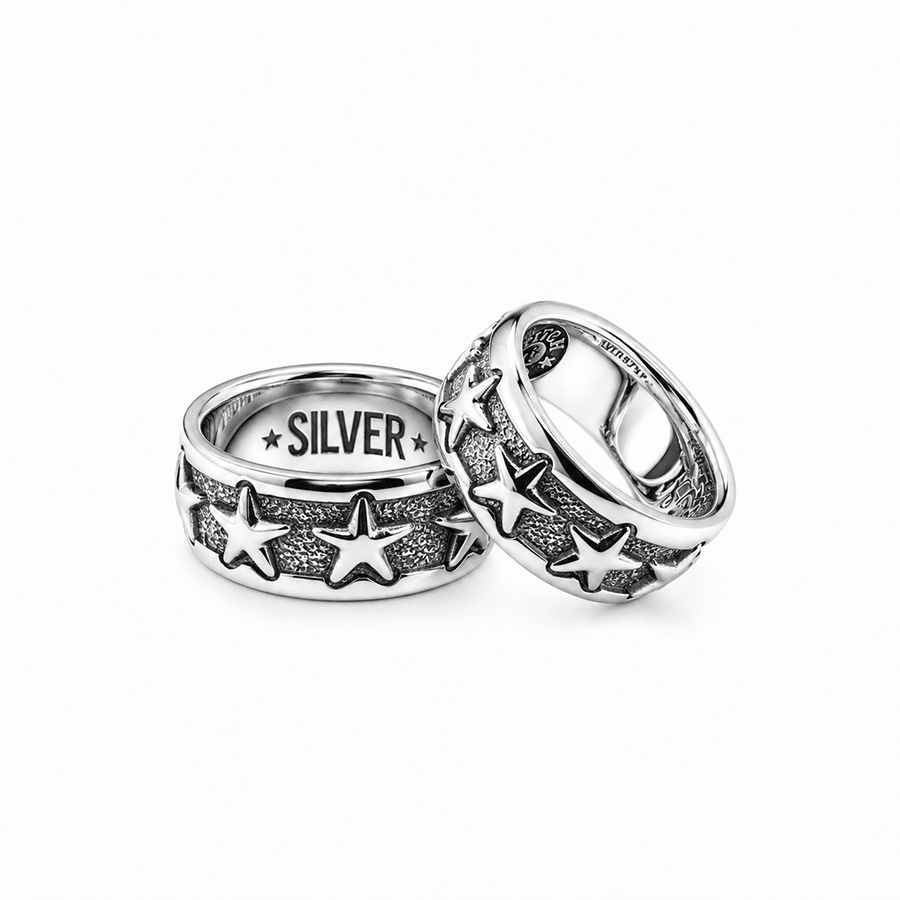 Bague anneau mixte étoiles argent 925 STARF*CKER – bijoux fait main en argent 925 | Pitch & Néo