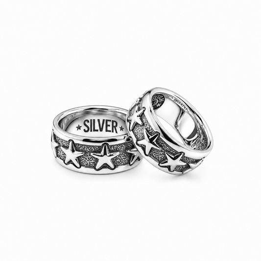 Bague anneau mixte étoiles argent 925 STARF*CKER – bijoux fait main en argent 925 | Pitch & Néo