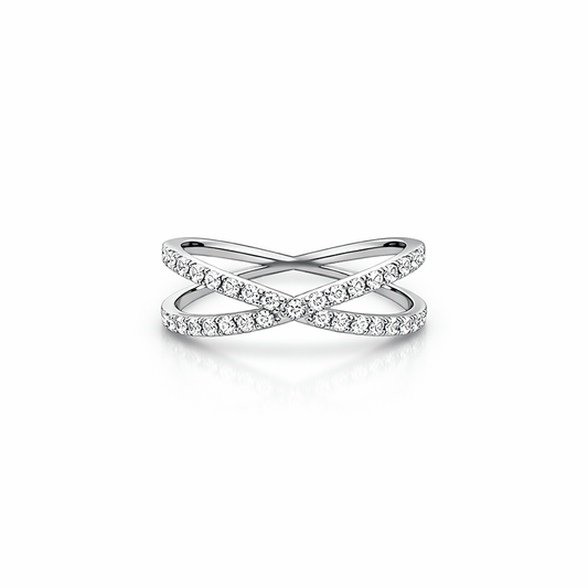 Bague croisée zircons femme argent 925 CROSS YOUR DESTINY – bijoux fait main en argent 925 | Pitch & Néo