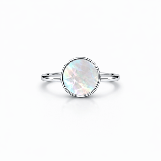 Bague disque nacre femme argent 925 LUXE SHELL BABE – bijoux fait main en argent 925 | Pitch & Néo