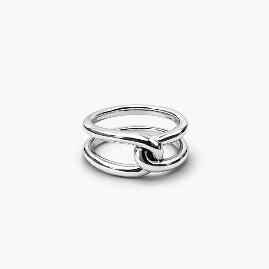 Bague double anneau noué femme argent 925 NO STRINGS ATTACHED – bijoux fait main en argent 925 | Pitch & Néo