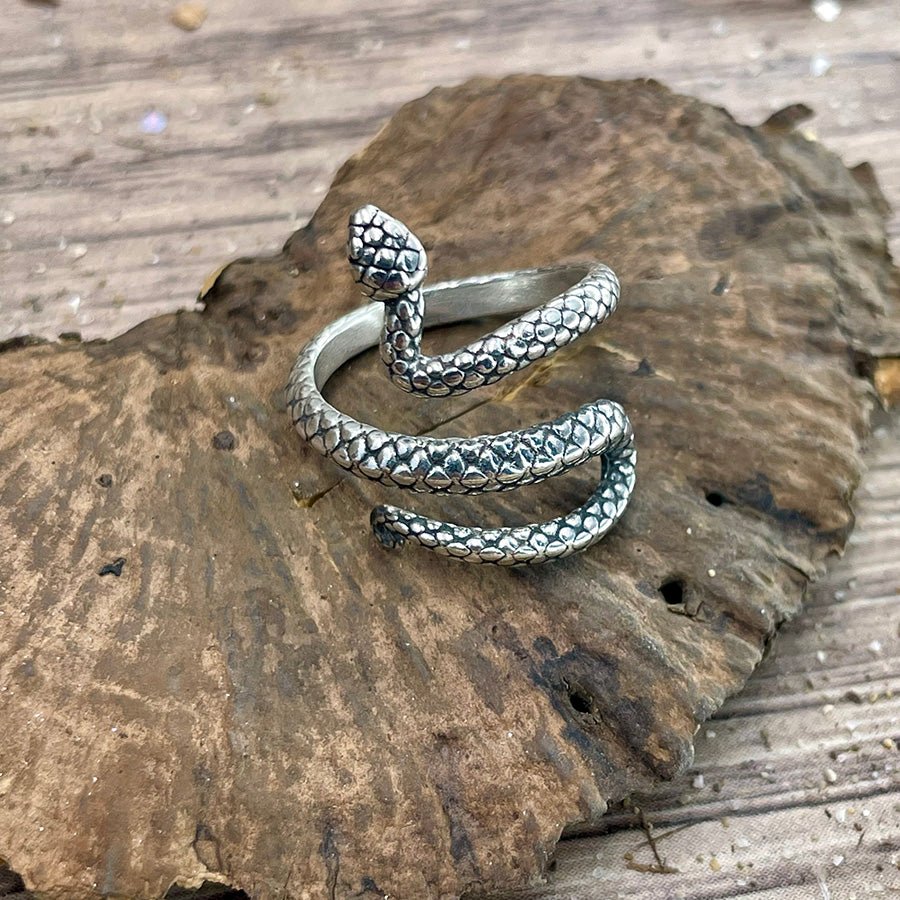 Bague femme BITE THE APPLE, SINNER!!! – serpent en argent 925, réglable et montée phalange – bijoux fait main en argent 925 | Pitch & Néo