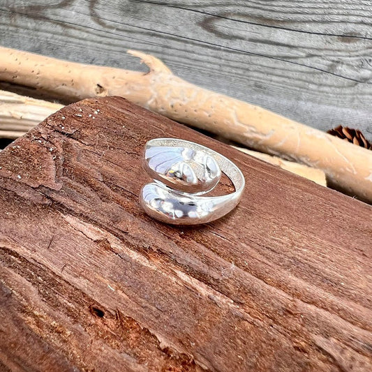 Bague femme DROP DEAD CHIC – argent 925 sculpté effet goutte brillante, réglable – bijoux fait main en argent 925 | Pitch & Néo