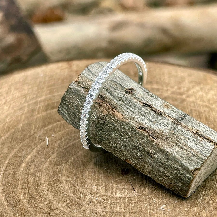 Bague femme en argent 925 – DON’T TOUCH MY SHINE, fine & pavée de zircons façon diamant – bijoux fait main en argent 925 | Pitch & Néo