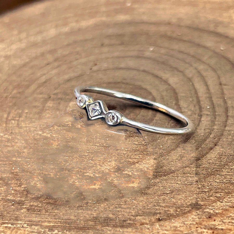 Bague femme en argent 925 – TRIPLE CRUSH, SWEETHEART, zircons façon diamant losange & ronds – bijoux fait main en argent 925 | Pitch & Néo