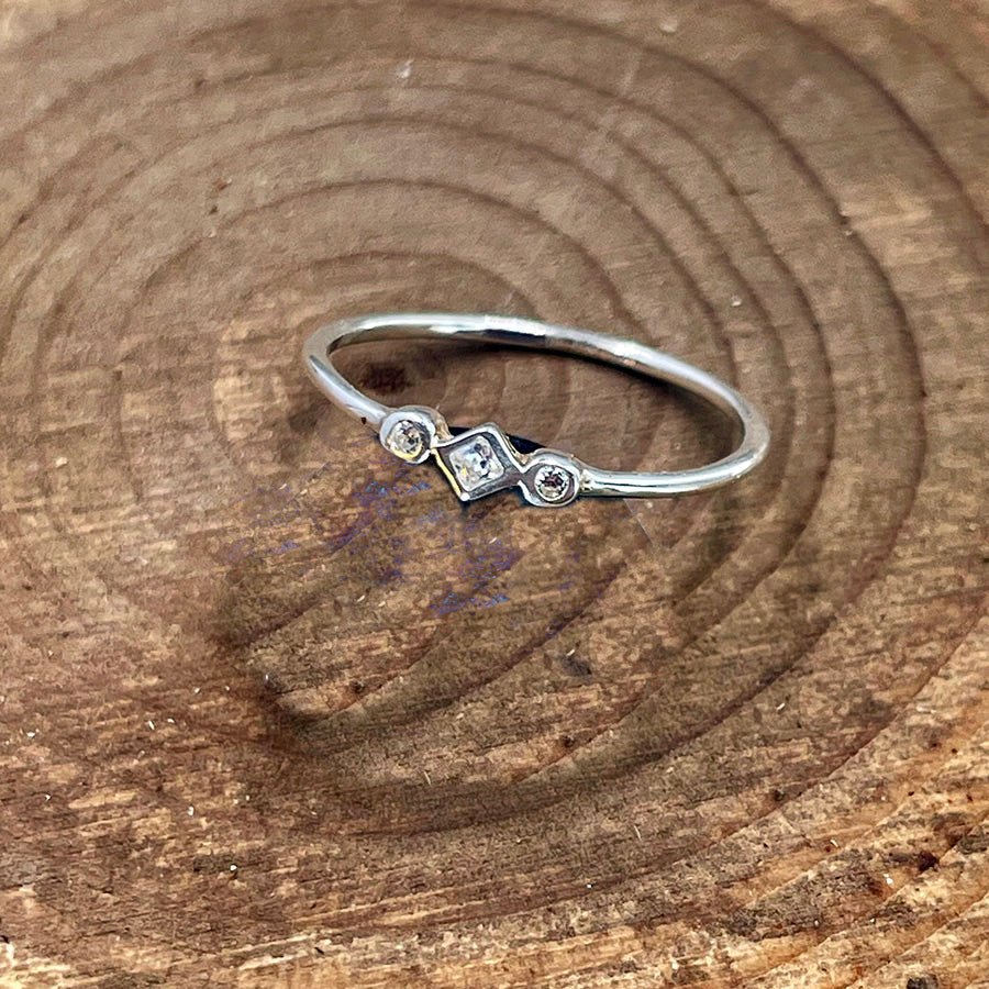 Bague femme en argent 925 – TRIPLE CRUSH, SWEETHEART, zircons façon diamant losange & ronds – bijoux fait main en argent 925 | Pitch & Néo