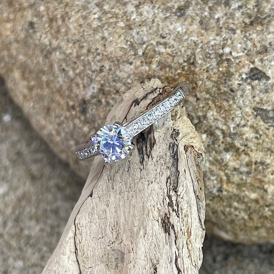 Bague femme I SAID YES TO MYSELF – solitaire argent 925 serti griffes & pavage zircons façon diamant – bijoux fait main en argent 925 | Pitch & Néo