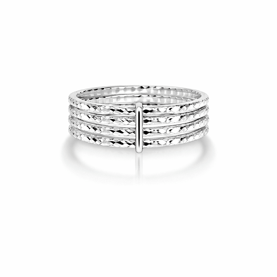 Bague femme multi - anneaux facettés argent 925 BLING ME FOUR – bijoux fait main en argent 925 | Pitch & Néo