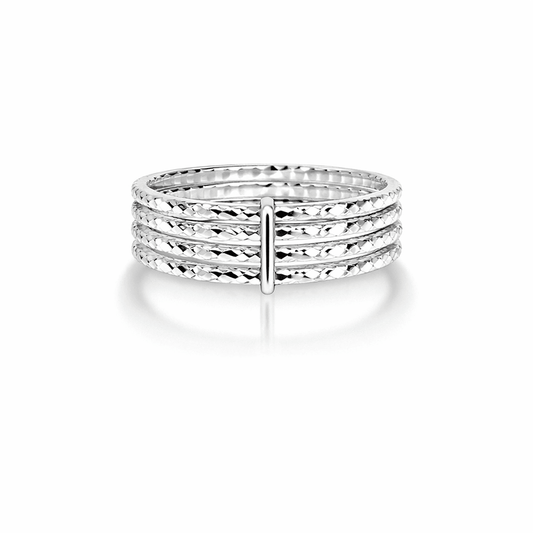 Bague femme multi - anneaux facettés argent 925 BLING ME FOUR – bijoux fait main en argent 925 | Pitch & Néo