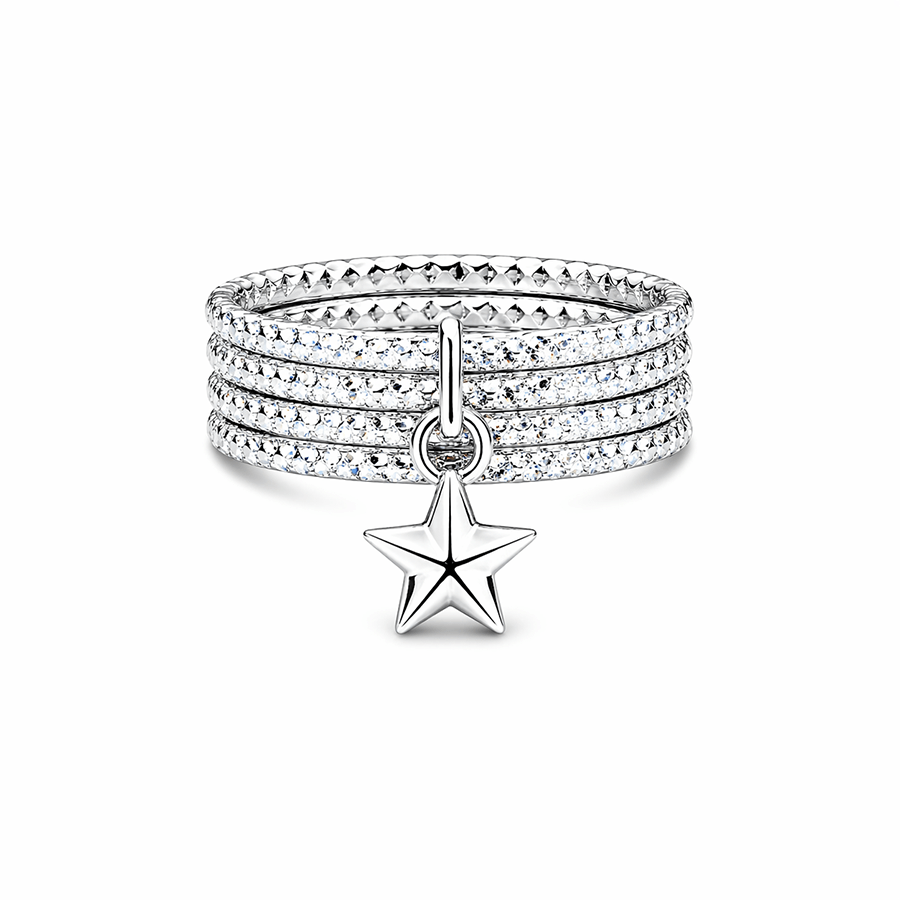 Bague femme multi - anneaux pendentif étoile argent 925 STARZ ONLY – bijoux fait main en argent 925 | Pitch & Néo