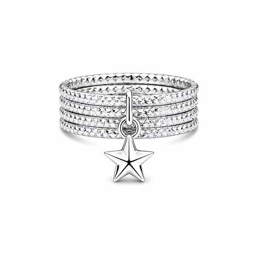 Bague femme multi - anneaux pendentif étoile argent 925 STARZ ONLY – bijoux fait main en argent 925 | Pitch & Néo