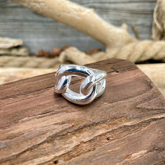 Bague femme NEED YOU NOW – maillon sculptural en argent 925 massif, design chaîne couture – bijoux fait main en argent 925 | Pitch & Néo