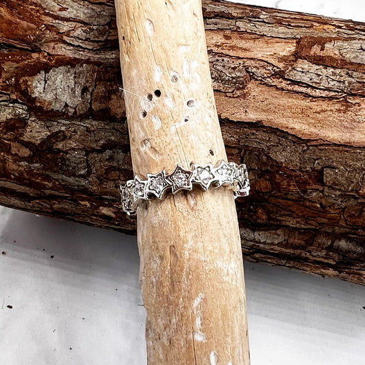 Bague femme argent 925 SHINE OR DIE, BABE étoiles zircons façon diamant