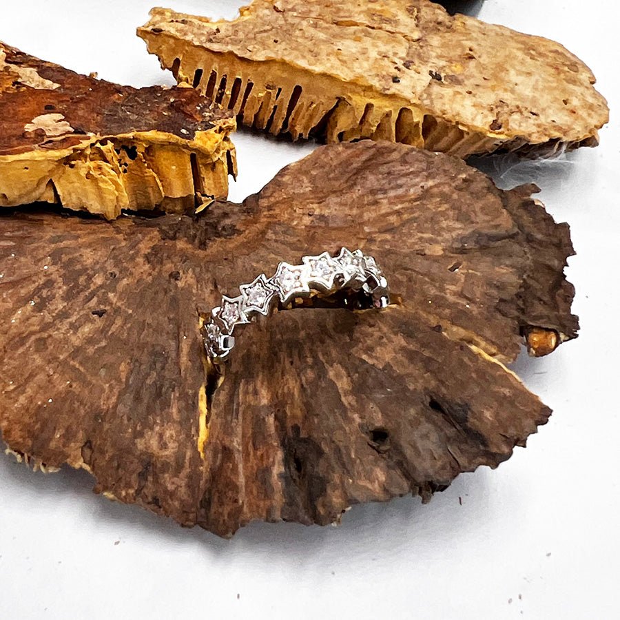 Bague femme argent 925 SHINE OR DIE, BABE étoiles zircons façon diamant