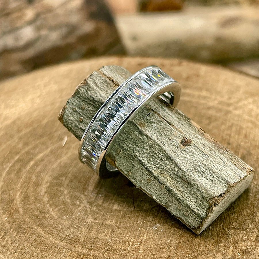 Bague femme SPOIL MY FINGER – anneau zircons taille baguette serti rail, argent 925 – bijoux fait main en argent 925 | Pitch & Néo