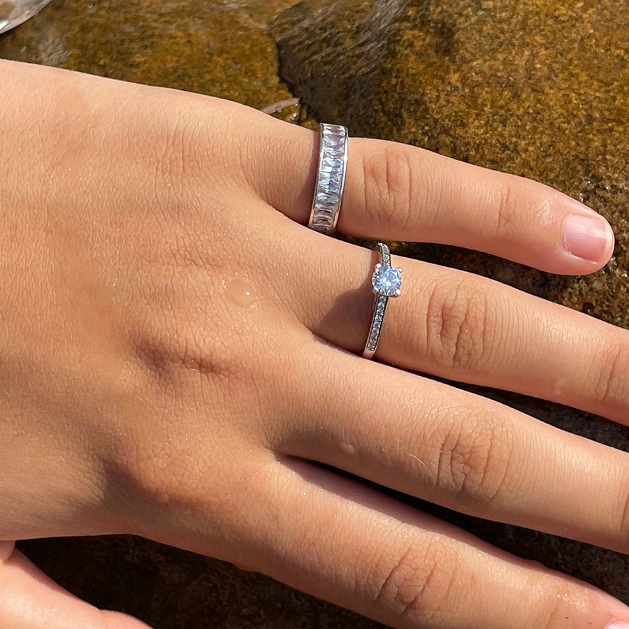 Bague femme SPOIL MY FINGER – anneau zircons taille baguette serti rail, argent 925 – bijoux fait main en argent 925 | Pitch & Néo