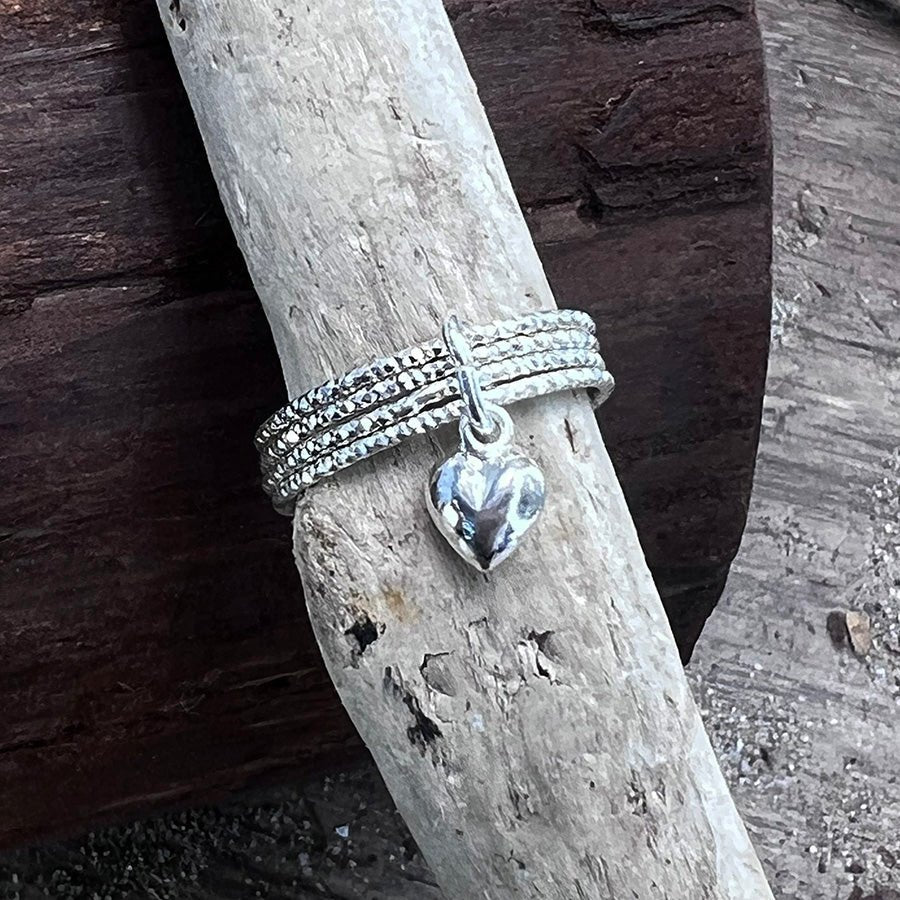 bague-femme-argent-925 STEAL MY HEART DARLING multi anneaux cœur | Pitch & Néo