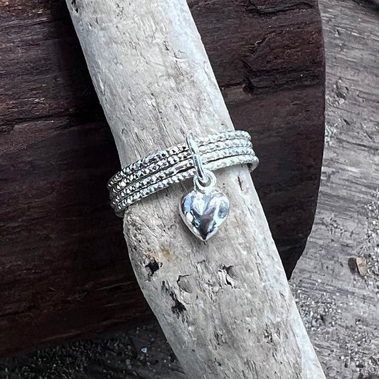 bague-femme-argent-925 STEAL MY HEART DARLING multi anneaux cœur | Pitch & Néo