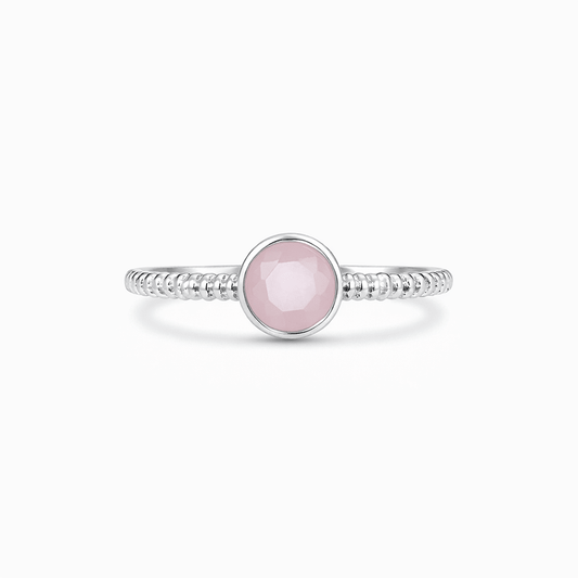 Bague fine quartz rose rond femme argent 925 PRINCESS DON’T BLUSH – bijoux fait main en argent 925 | Pitch & Néo