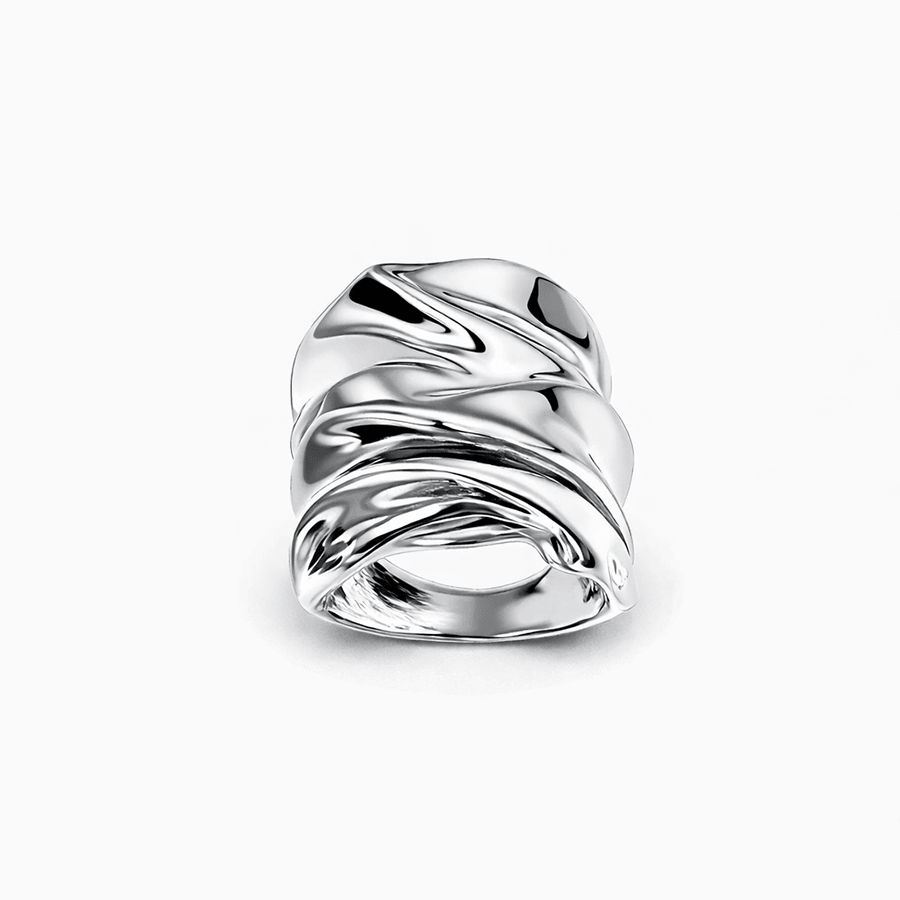 Bague large effet métal froissé femme argent 925 MELT ME SLOW, HONEY – bijoux fait main en argent 925 | Pitch & Néo