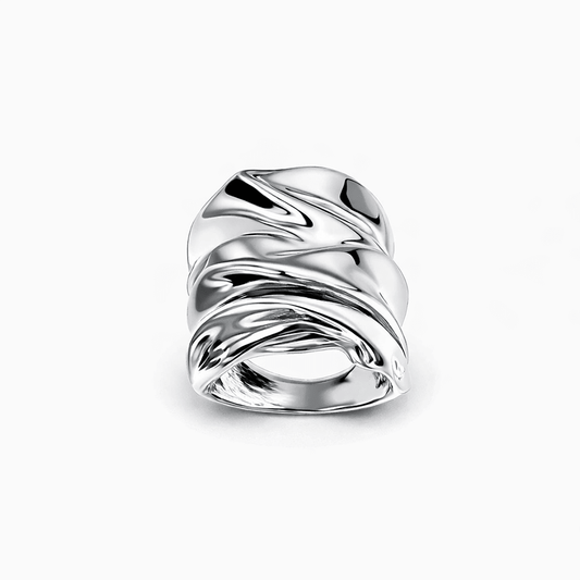 Bague large effet métal froissé femme argent 925 MELT ME SLOW, HONEY – bijoux fait main en argent 925 | Pitch & Néo