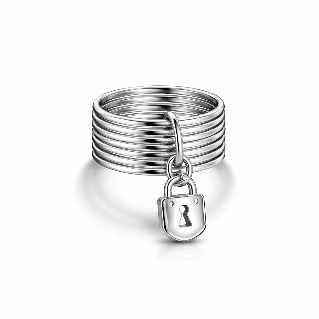Bague multi - anneaux femme semainier pendentif cadenas argent 925 BAD GIRL EDITION – bijoux fait main en argent 925 | Pitch & Néo