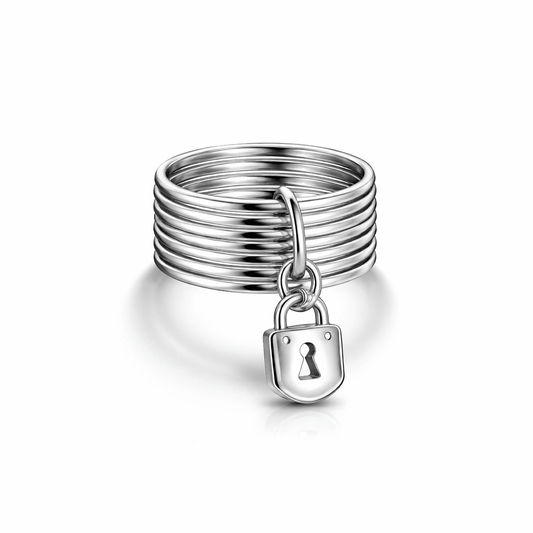 Bague multi - anneaux femme semainier pendentif cadenas argent 925 BAD GIRL EDITION – bijoux fait main en argent 925 | Pitch & Néo