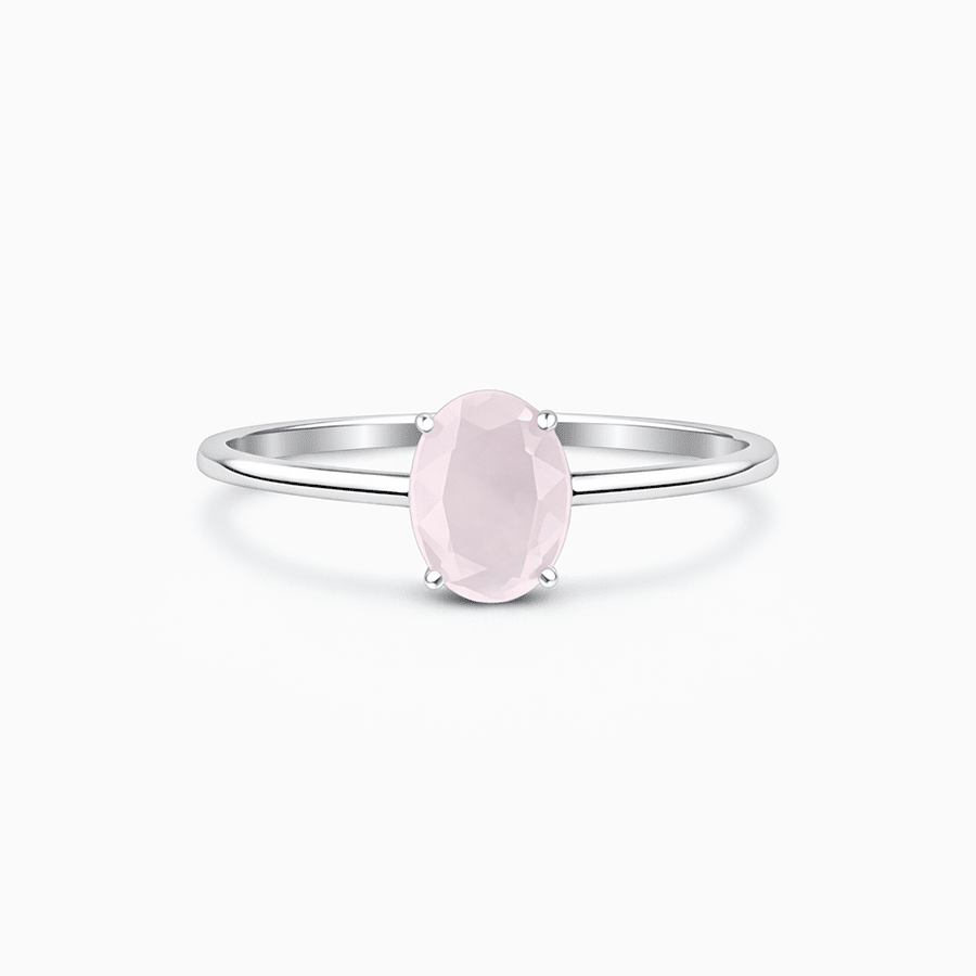 Bague quartz rose ovale femme argent 925 PINKY PROMISE, BABE – bijoux fait main en argent 925 | Pitch & Néo