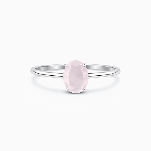 Bague quartz rose ovale femme argent 925 PINKY PROMISE, BABE – bijoux fait main en argent 925 | Pitch & Néo
